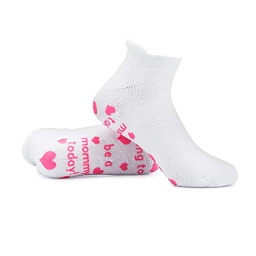 Baby Be Mine Labor Delivery Hospital Non Skid Push Socks Maternity Pregnancy Pregnant Gift (6-10, I'm going to be a Mommy today Pink)