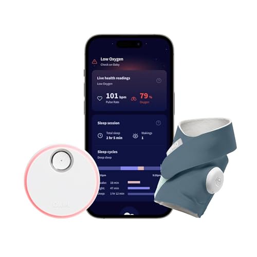 Owlet Dream Sock® - FDA-Cleared Smart Baby Monitor - Track Live Pulse (Heart) Rate, Oxygen In Infants - Receive Notifications - Bedtime Blue