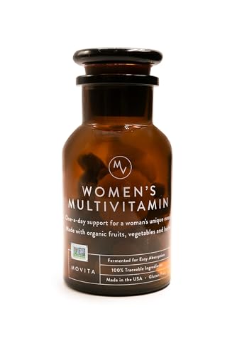 Movita Women's Daily Multivitamin - Fermented Whole Foods, Vitamins, and Minerals - Organic, Vegan-Friendly, Gluten-Free, & Non-GMO - 30 Day Supply (Glass Bottle)