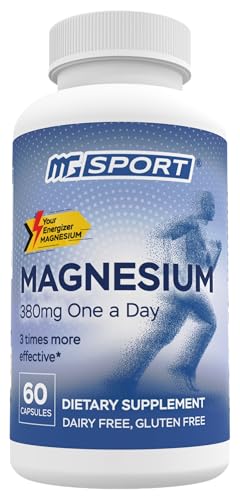 Magnesium Supplement Complex MGSPORT- High Absorption with Vitamins B6, D, E - Relieves Leg Cramps & Muscle Support - 60 Servings