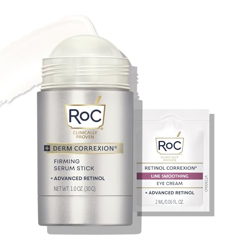 RoC Derm Correxion Advanced Retinol Firming Serum Stick with Antioxidants to Visibly Tighten and Firm Wrinkles and Laugh Lines, 1.0 oz with Retinol Eye Cream Packette