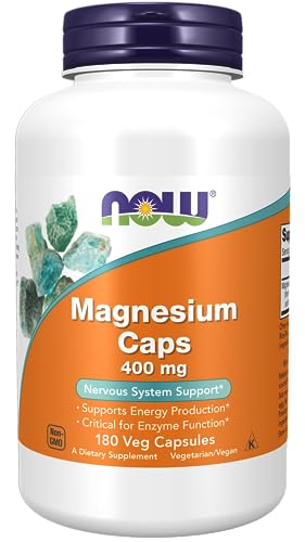 NOW Foods Supplements, Magnesium 400 mg, Enzyme Function*, Nervous System Support*, 180 Veg Capsules