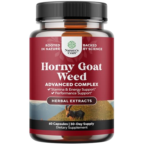 Horny Goat Weed Extract Complex - Invigorating Blend with Tribulus Saw Palmetto L Arginine and Tongkat Ali Extract and Maca Root for Men and Women for Enhanced Energy and Stamina - 30 Servings