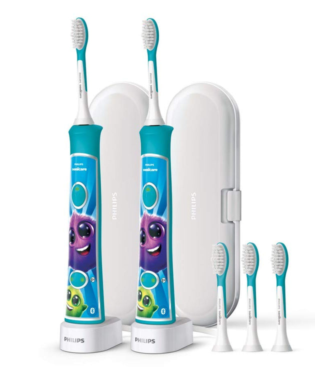 Philips Corded Electric Sonicare Kids Rechargeable Toothbrush with Built-in Bluetooth 2-Pack