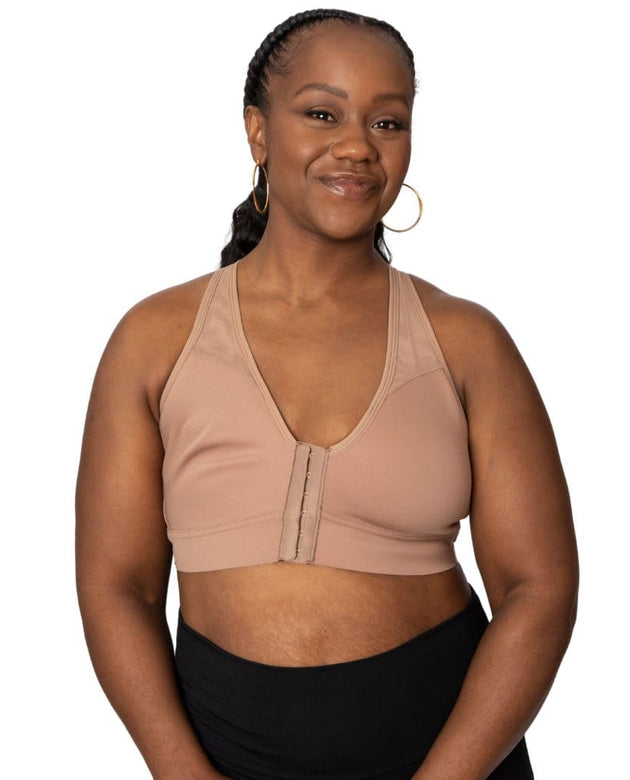 Surgical Bras Front Closure Post Surgery - Mastectomy Bras for Women - Post Mastectomy Must Haves - Compression Bra (Small, Sand)