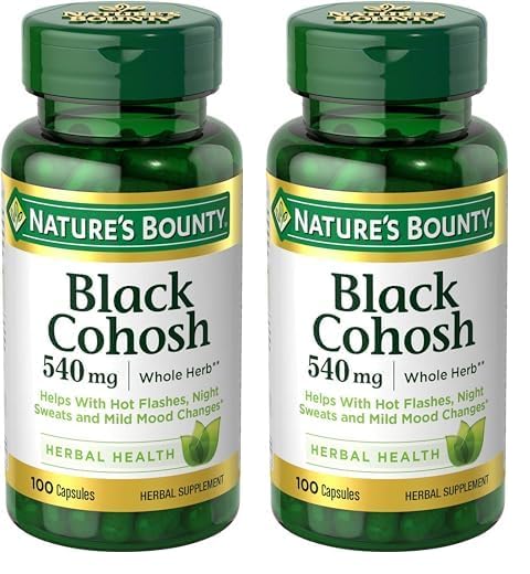 Nature's Bounty Black Cohosh Root Pills and Herbal Health Supplement, Natural Menopausal Support, 540 mg, 100 Capsules (Pack of 2)