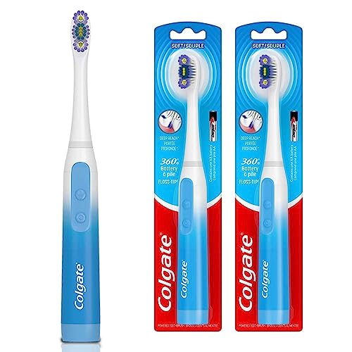 Colgate 360 Floss Tip Sonic Powered Battery Toothbrush, 2 Pack