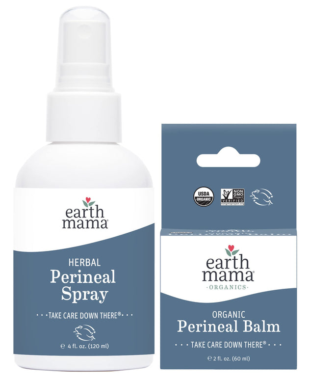 Earth Mama Postpartum Recovery Kit | Take Care Down There® with Organic Perineal Balm & Herbal Perineal Spray, 2-Piece Set