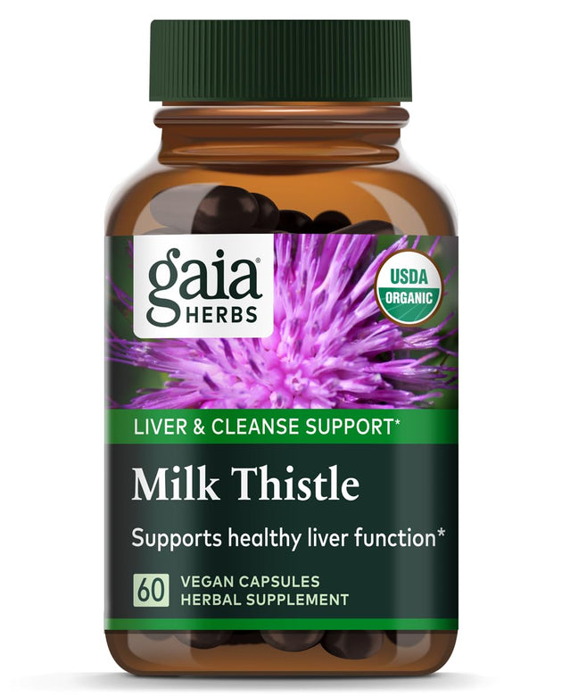 Gaia Herbs Milk Thistle - Liver Supplement & Cleanse Support for Maintaining Healthy Liver Function* - 60 Vegan Capsules (20-Day Supply)