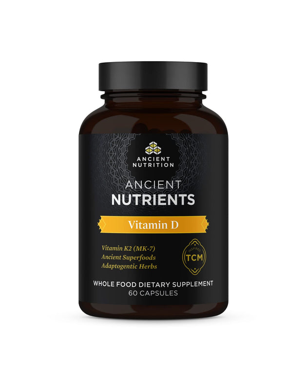 Vitamin D Supplement by Ancient Nutrition, 5,000 IU Vitamin D for Immune Support, Made from Bone Broth and Mushroom Extract, Supports Healthy Inflammation, Paleo and Keto Friendly, 60 Capsules