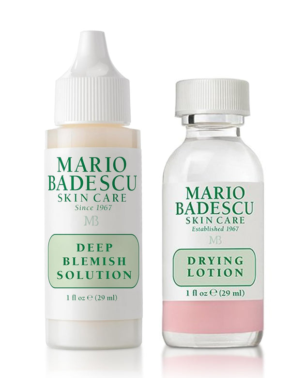 Mario Badescu Drying Lotion & Deep Blemish Solution | Powerful Blemish Spot Treatment Duo with Salicylic Acid, Zinc Oxide & Niacinamide | Surface & Deep Acne Control for Clearer Skin | 2 x 1 Fl Oz