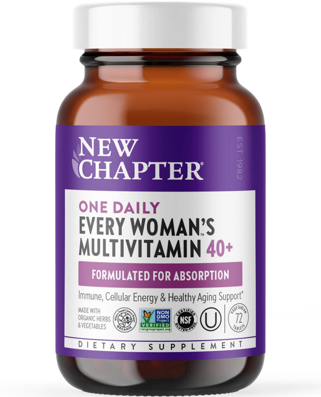 New Chapter Women's Multivitamin 40 plus for Energy, Healthy Aging + Immune Support with 20+ Nutrients -- Every Woman's One Daily 40+, Gentle on the Stomach, 72 Count