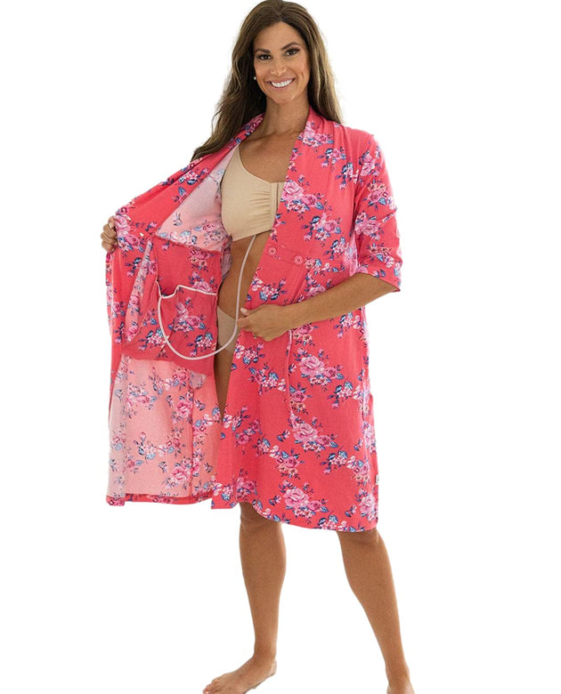 Gownies Post Surgery Mastectomy, Breast Cancer Recovery Robe with Internal Pockets (US, Alpha, X-Small, Small, Regular, Regular, Rose)