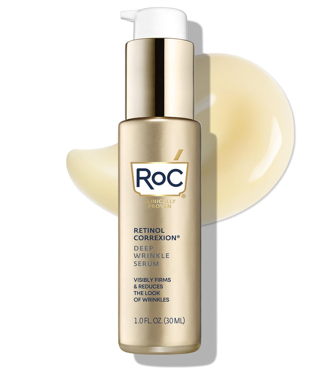 RoC Retinol Correxion Deep Wrinkle Retinol Face Serum with Ascorbic Acid, Daily Anti-Aging Skin Care Treatment for Fine Lines, Dark Spots, Acne Scars, 1 Ounce (Packaging May Vary)