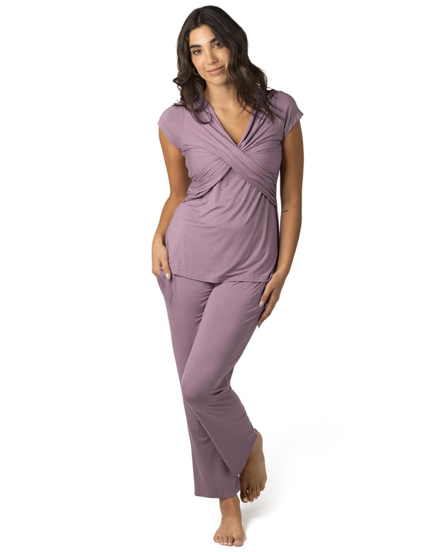 Kindred Bravely Davy Ultra Soft Maternity & Nursing Pajamas Sleepwear Set (Dusty Mauve, Small)