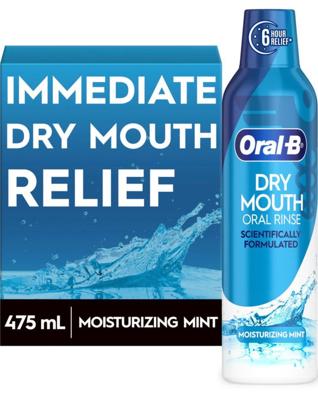 Oral-B Dry Mouth Oral Rinse Mouthwash, Moisturizing Mint, 16 Fl Oz