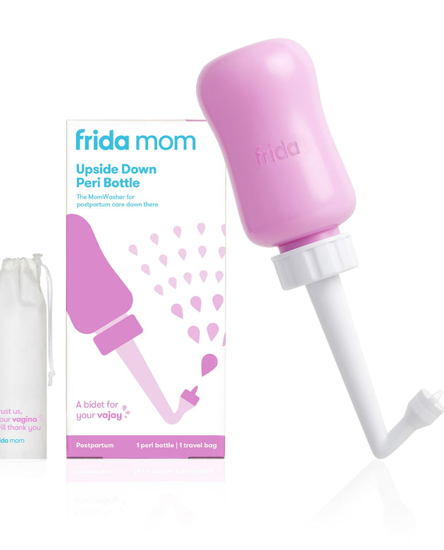 Frida Mom Upside Down Peri Bottle for Postpartum Care, Portable Bidet Perineal Cleansing and Recovery for New Mom, The Original Fridababy MomWasher