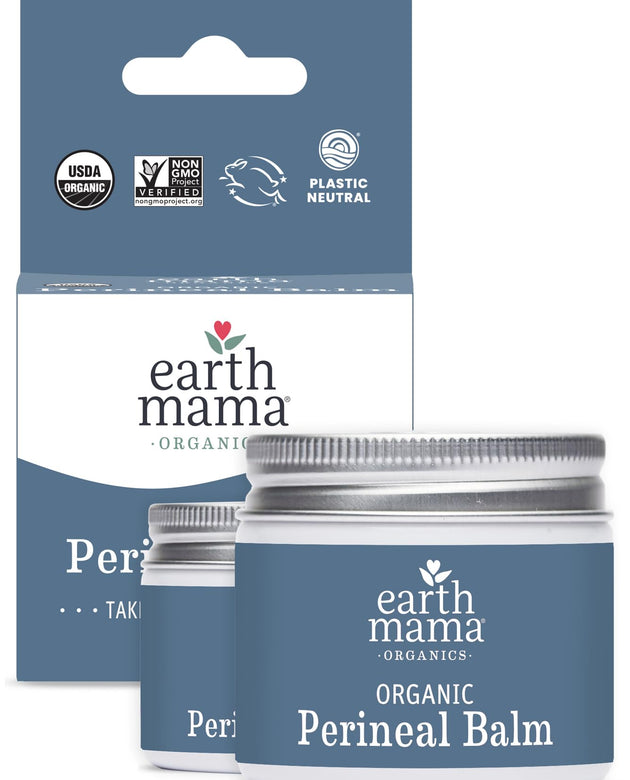 Earth Mama Organic Perineal Balm | Naturally Cooling Herbal Salve for Pregnancy and Postpartum Relief with Witch Hazel & Calendula, Feminine Care Essentials, No Benzocaine or Butane, 2-Oz (2-Pack)