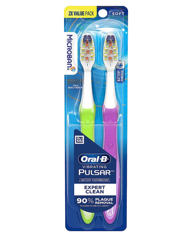 Oral-B Pro-Health Pulsar Battery Toothbrush, Soft, Blue , 2 Count (Pack of 1)