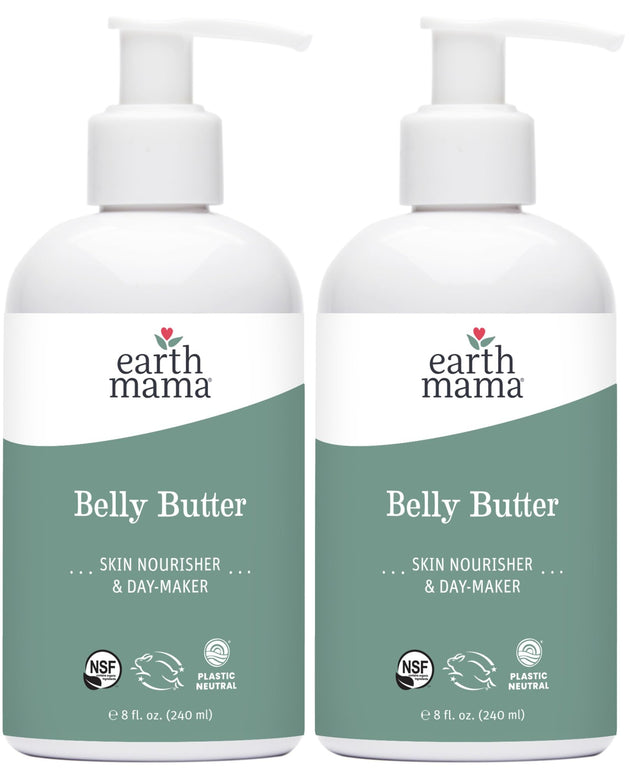 Earth Mama Belly Butter, Maternity Moisturizer for Dry Skin | Lotion for Pregnancy and Postpartum Recovery Self Care, Body Cream with Aloe, Fragrance Free, 8-Fluid Ounce (2-Pack)