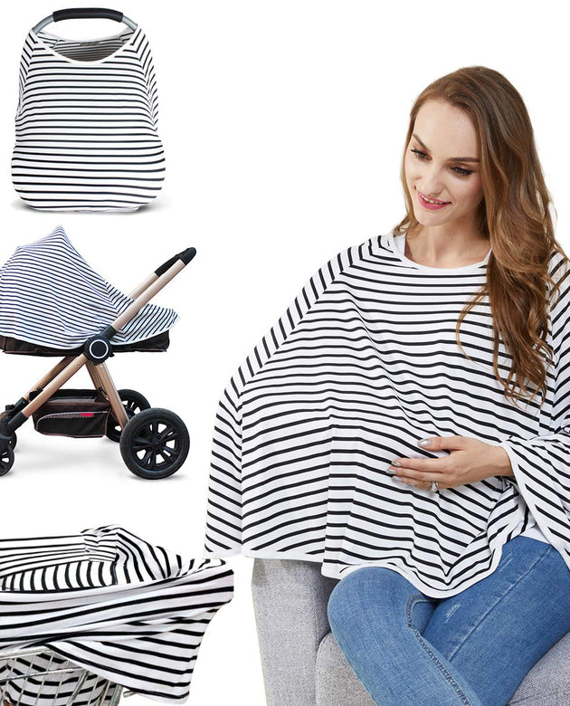 Baby Nursing Cover & Nursing Poncho - Multi Use Cover for Baby Car Seat Canopy, Shopping Cart Cover, Stroller Cover, 360° Full Privacy Breastfeeding Coverage, Baby Shower Gifts for Boy&Girl