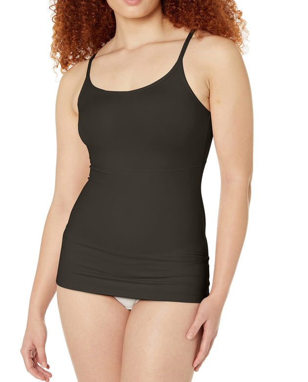 Maidenform Womens Long Length Cami, Firm Control Microfiber Smoothing Tank Shapewear-tops, Black, Medium US