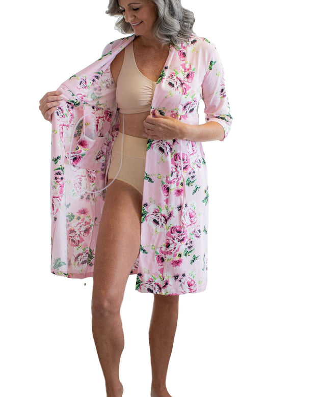 Gownies Post Surgery Mastectomy, Breast Cancer Recovery Robe with Internal Pockets (US, Alpha, X-Small, Small, Regular, Regular, Amelia)