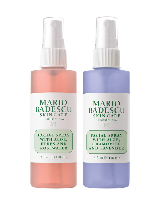 Mario Badescu Facial Spray Aloe, Rose Water and Chamomile - Lavender Duo for Face, Neck or Hair, Cooling and Hydrating Face Mist for All Skin Types, Dewy Finish, 4 Fl Oz (Pack of 2)