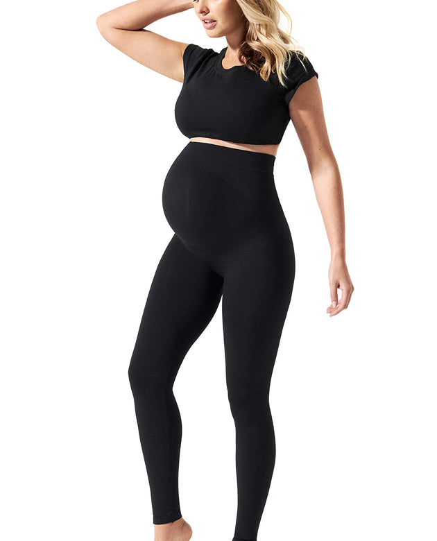 BLANQI Maternity Leggings, Over The Belly Pregnancy Tights, Moderate Support (Medium, Black)…