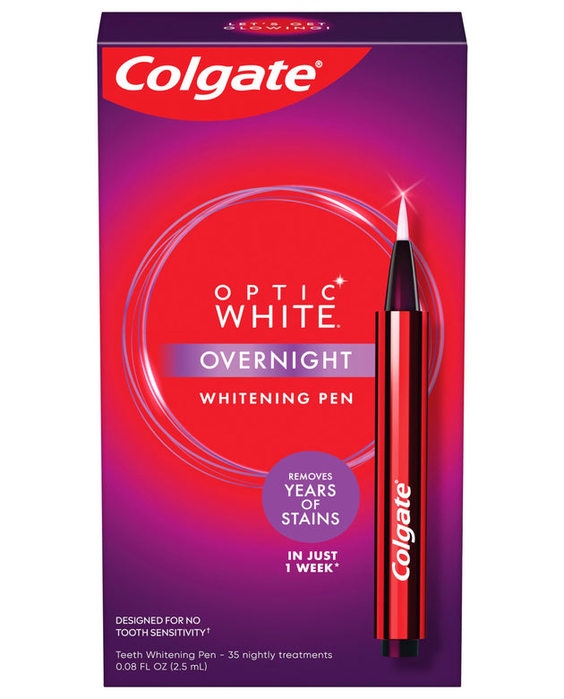 Colgate Optic White Overnight Teeth Whitening Pen, Teeth Stain Remover to Whiten Teeth, 35 Nightly Treatments