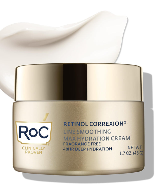 RoC Retinol Correxion Max Hydration Anti-Aging Daily Face Moisturizer with Hyaluronic Acid, Fragrance-Free, Oil Free Skin Care, 1.7 Ounces (Packaging May Vary)