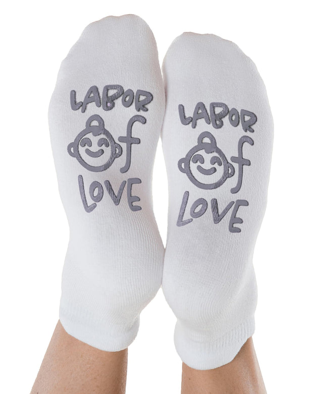 Kindred Bravely Labor and Delivery Inspirational Fun Non-Skid Socks for Maternity Labor of Love - Lilac