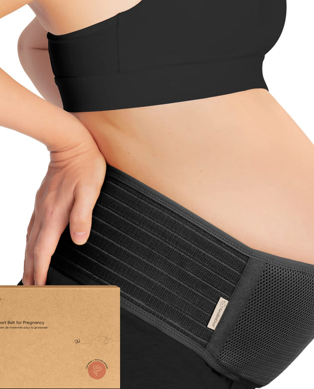 KeaBabies Maternity Belly Band for Pregnancy - Soft & Breathable Pregnancy Belly Support Belt - Pelvic Support Bands - Tummy Band Sling for Pants - Pregnancy Back Brace (Midnight Black, M/L)