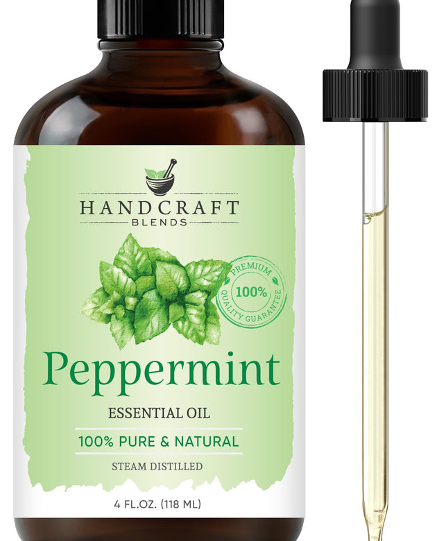 Handcraft Blends Peppermint Essential Oil - Huge 4 Fl Oz - 100% Pure and Natural - Premium Grade with Glass Dropper