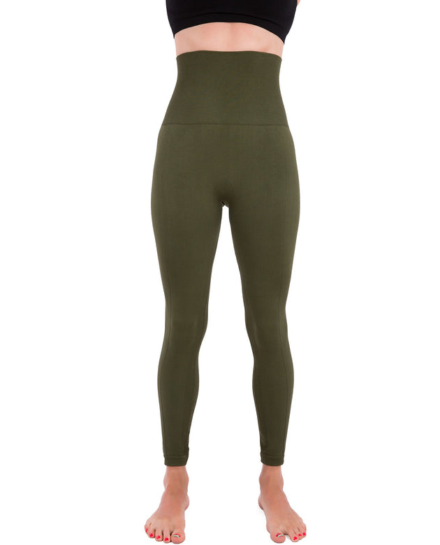 Homma High Waist Compression Leggings for Women Tummy Control Postpartum Leggings Seamless Yoga Workout Pants Olive XL