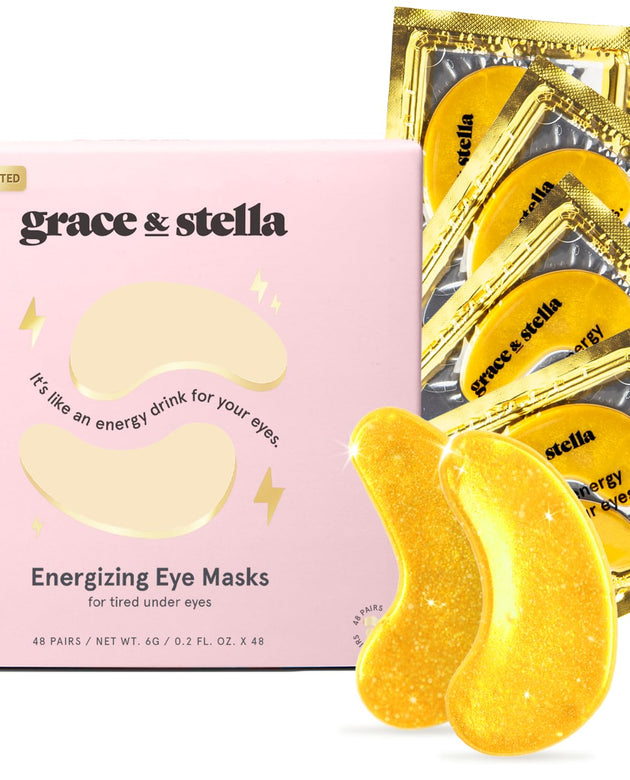 grace & stella Under Eye Mask (Gold, 48 Pairs) Eye Patch, Under Eye Patches for Dark Circles and Puffiness Undereye Bags, Wrinkles - Gel Under Eye Patches - Small Gifts - Vegan Cruelty-Free Self Care