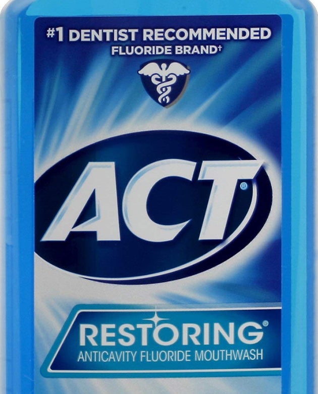 ACT Restoring Fluoride Mouthwash 18 fl. oz. Strengthens Tooth Enamel, Cool Mint