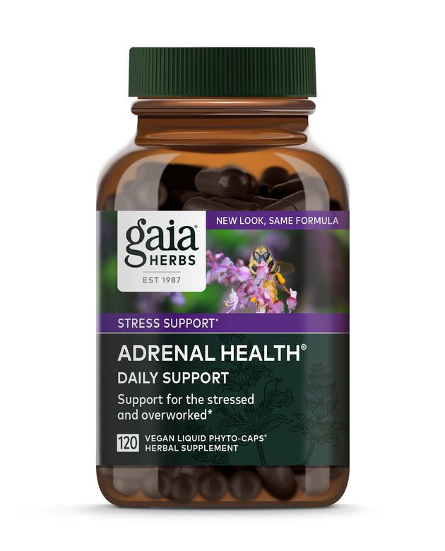 Gaia Herbs Adrenal Health Daily Support - with Ashwagandha, Holy Basil & Schisandra - Herbal Supplement to Help Maintain Healthy Energy and Stress Levels - 120 Liquid Phyto-Capsules (120 Count)