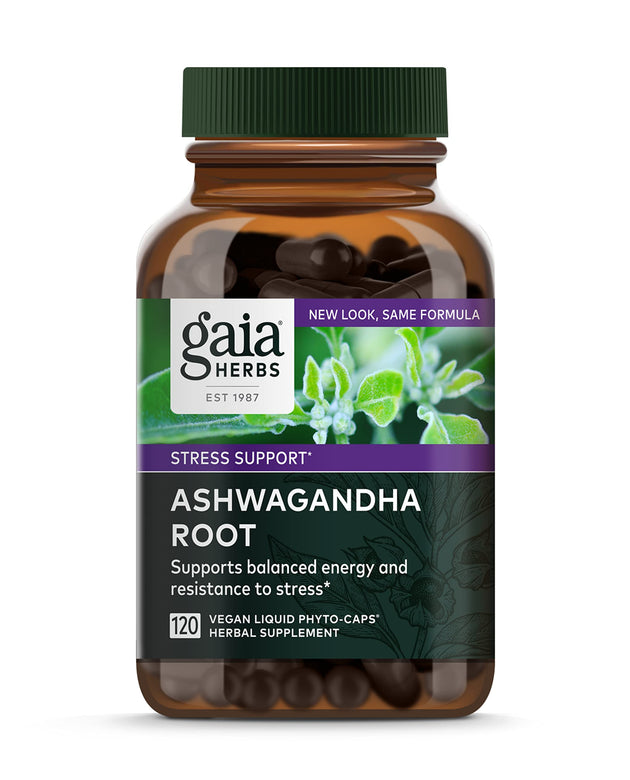 Gaia Herbs, Ashwagandha Root Vegan Liquid Phyto Capsules - Stress Relief, Immune Support Supplement, Balanced Energy Levels and Mood , 120 Ct (Pack of 1)