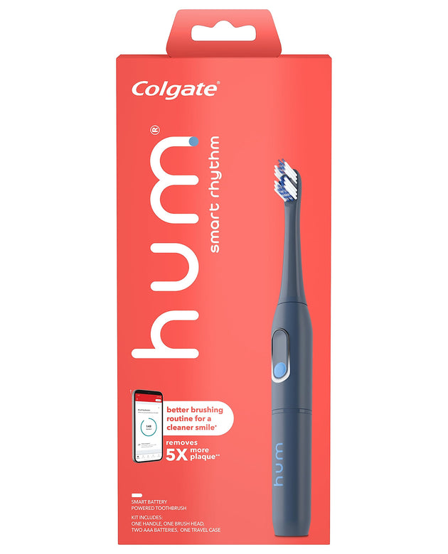 hum by Colgate Smart Rhythm Sonic Toothbrush Kit, Battery-Powered, Slate Grey