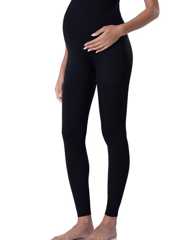 POSHDIVAH Women's Maternity Leggings Over The Belly Pregnancy Yoga Pants Active Wear Workout Leggings Black Large