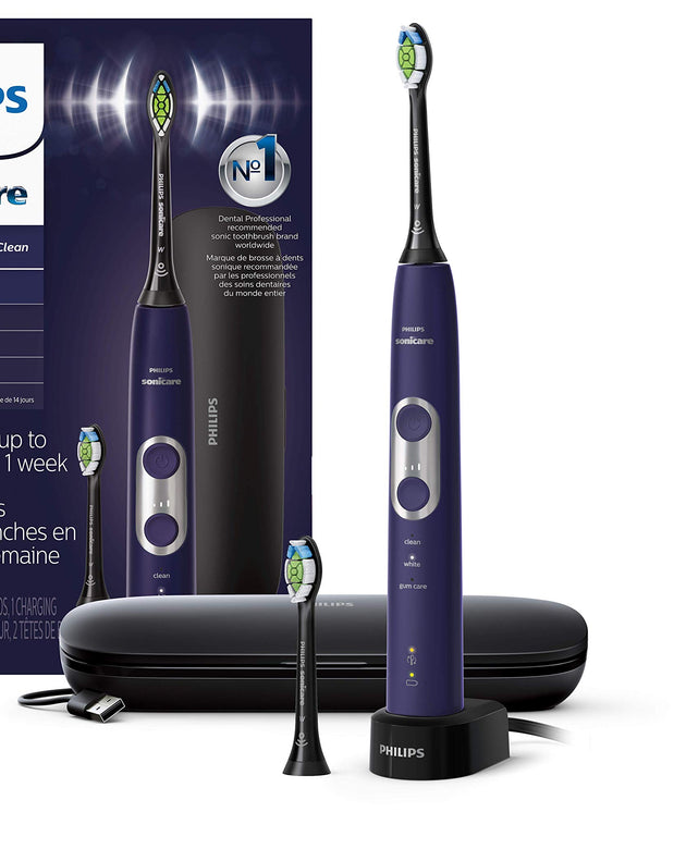 PHILIPS Sonicare Protective Clean 6500 Rechargeable Electric Toothbrush with Charging Travel Case and Extra Brush Head, Deep Purple, 2 Count