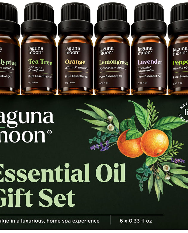 Essential Oils Set - Top 6 Blends for Diffusers, Home Care, Candle Making Scents, Fragrance, Aromatherapy, Humidifiers, Gifts - Peppermint, Tea Tree, Lavender, Eucalyptus, Lemongrass, Orange (10mL)