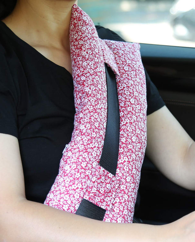 Seatbelt Pillows for Post-Surgery Comfort Mastectomy Breast Cancer Port Pacemaker Heart Surgery C-Section Recovery Support Cushion Pad Patient Care Car Travel Pillow (Tiny Flower)