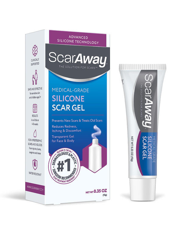 ScarAway Silicone Scar Gel, Helps Improve Size, Color & Texture of Hypertrophic & Keloid Scars from Injury, Burns & Surgery, Water Resistant, 10g (0.35 Oz)