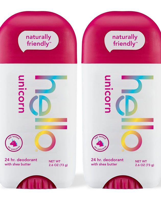 hello Unicorn Aluminum Free Deodorant for Women, Girls, Safe for Kids, Dermatologically tested, Natural Fragrance, 2 Pack