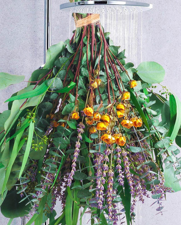 123 Pcs Mixed Real Dried Eucalyptus Stems - Lavender & Rose Flowers Bundles for Shower, Natural Preserved Eucalyptus Leaves Greenery Hanging Shower, Plant Fragrance, Wedding Decor