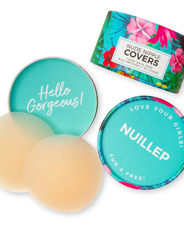 Nuillep Nipple Covers for Women Reusable - with Skin Safe Washable Adhesive, in Protective Travel Case. Light Toned Silicone Pasty Fits Cup Sizes A to D Nude