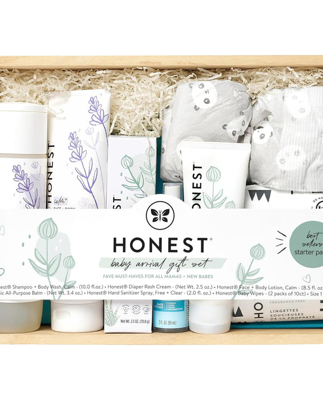 The Honest Company Baby Arrival Gift Set | Newborn Essentials Welcome Box | Diapers, Wipes, Personal Care, Diaper Rash Cream