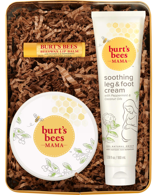 Burt's Bees Pregnancy Essentials Mothers Day Gifts Set, 3 Giftable Baby Shower Products & Must Have Baby Registry Items, Nourishing Skincare - Mama Belly Butter, Original Lip Balm, Leg & Foot Cream